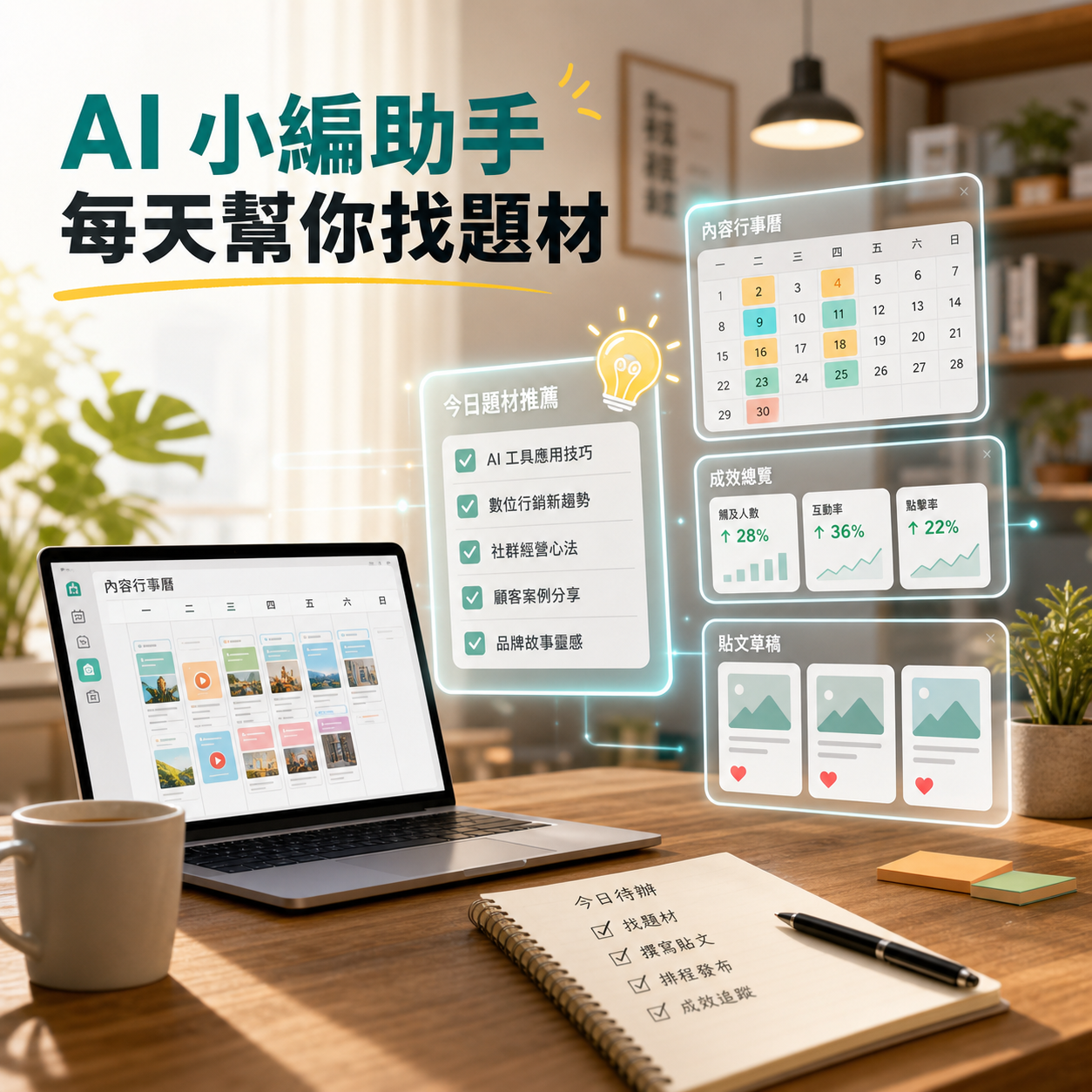 AI 小編助手：每天幫你找題材、寫貼文、排內容