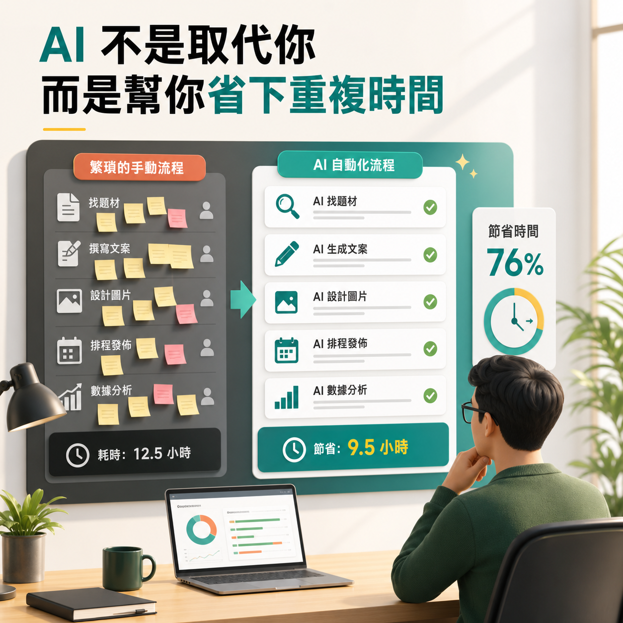 AI 不是取代你，而是幫你省下重複時間
